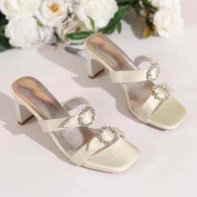 2024 Pantofole estive nuove con strass Pantofole da donna con punta aperta alla moda da donna Pantofole femminili con tacco alto