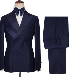 Abiti da uomo blu navy alla moda con design speciale Terno Masculino Sposo Matrimonio Prom Blazer Costume Homme Giacca 2 pezzi