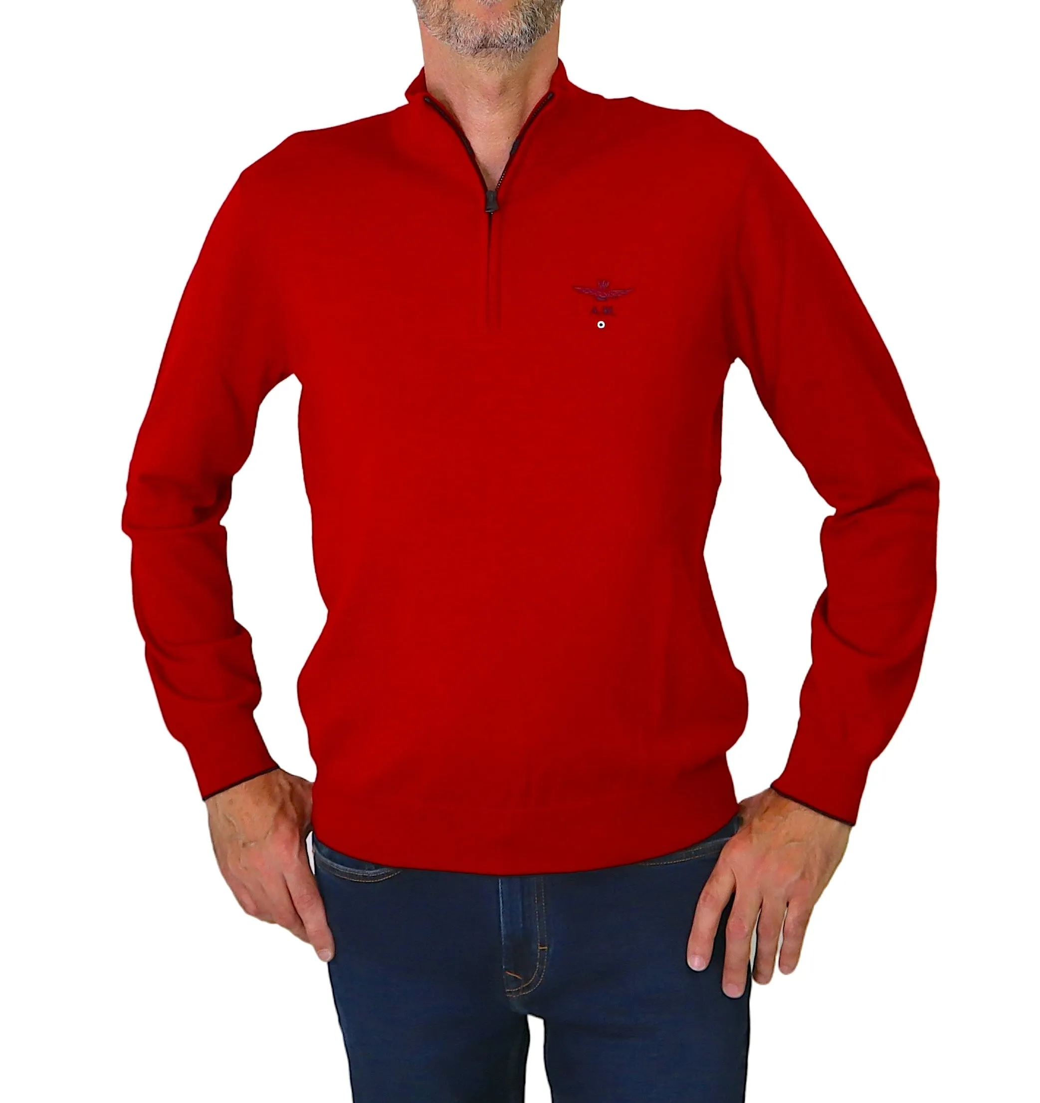 AERONAUTICA MILITARE maglione uomo zip 232MA1389L415 19308 ROSSO inverno 2023