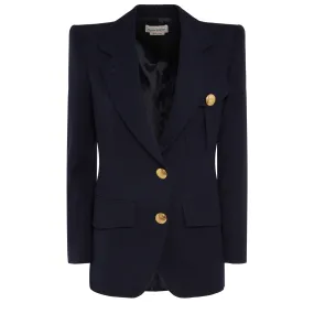 ALEXANDER MCQUEEN  Giacca mono petto in lana blu