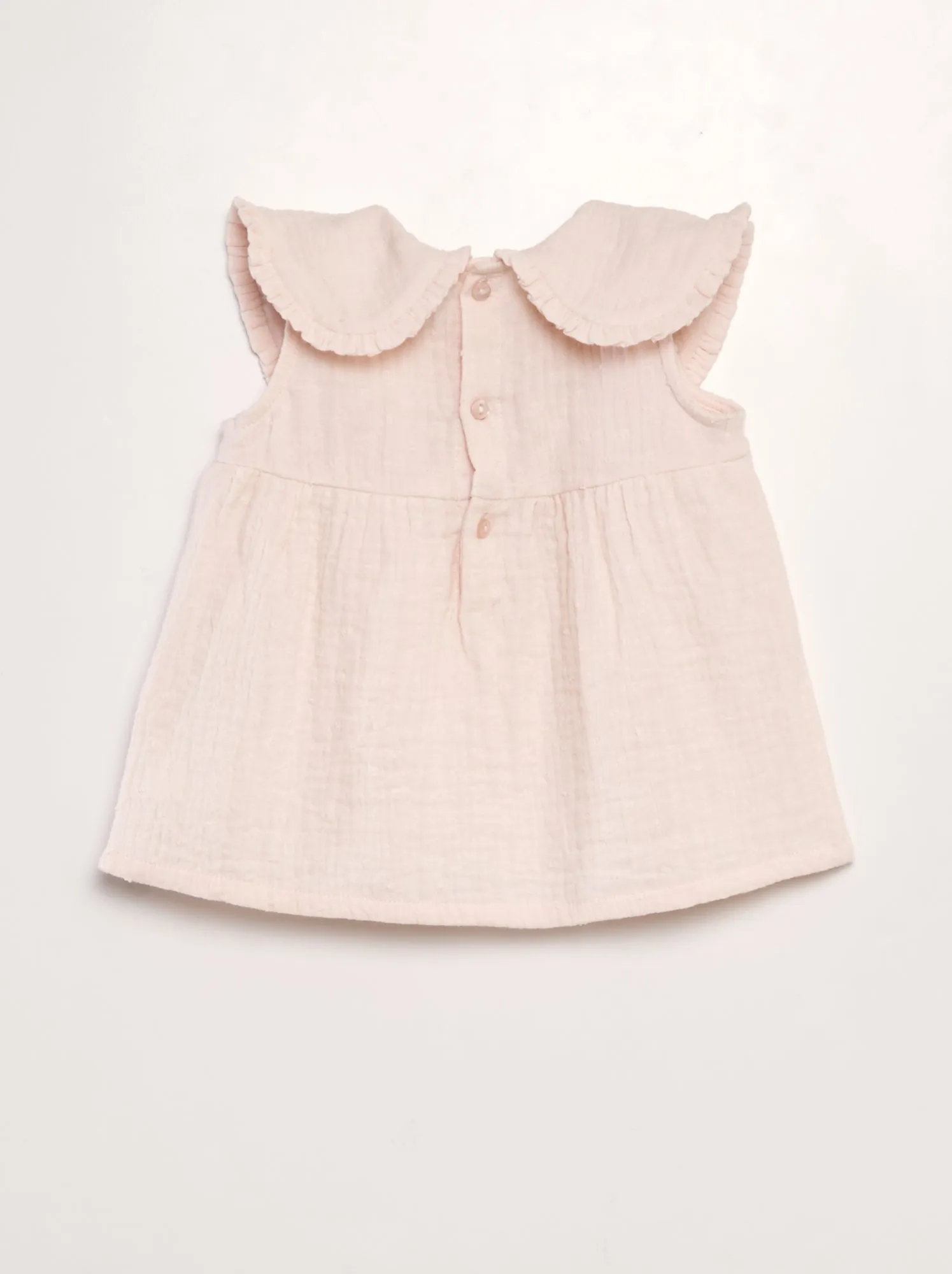 Blusa in garza di cotone con plumetis - ROSA