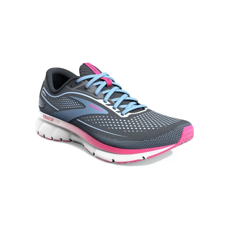 Brooks Trace 2 Grigio Azzurro Rosa - Scarpe Running Donna