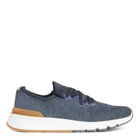 BRUNELLO CUCINELLI  Sneakers in maglia stretch blu