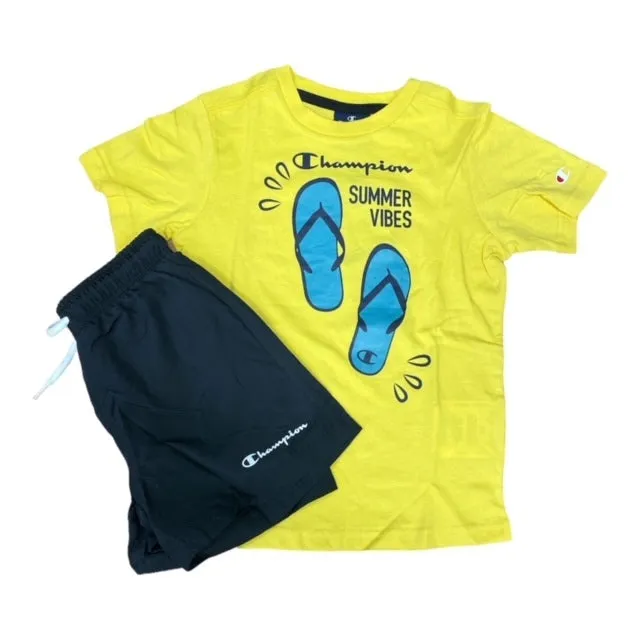 Champion Boys' set Short sleeve T-shirt and shorts 306050 YS099 MZE yellow black