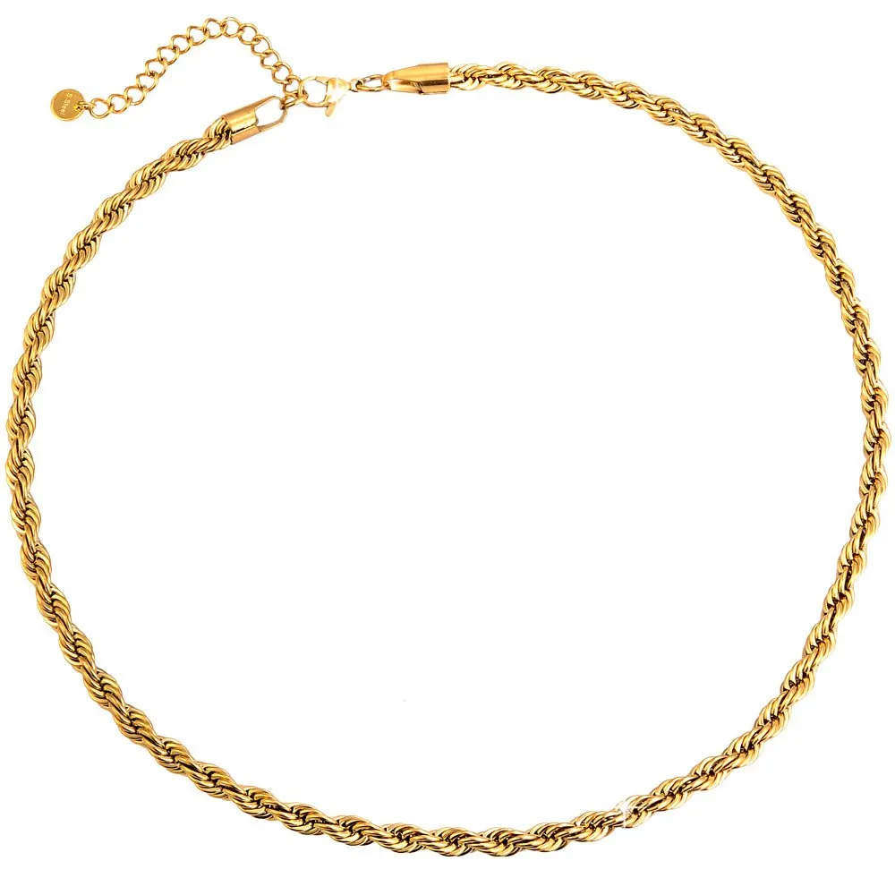 Collana con maglia intrecciata in acciaio Gold