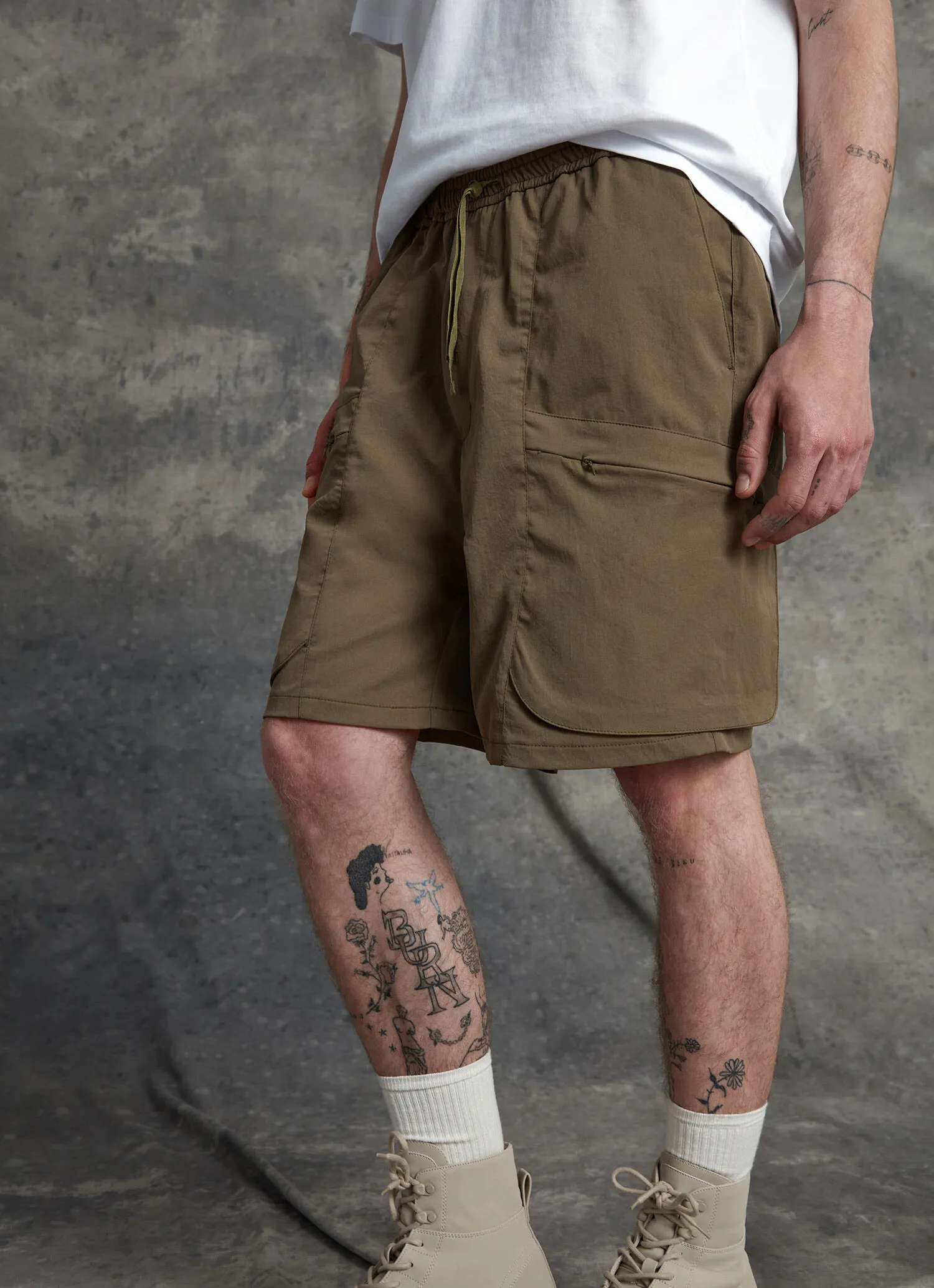 Drawstring Bermuda shorts in technical fabric