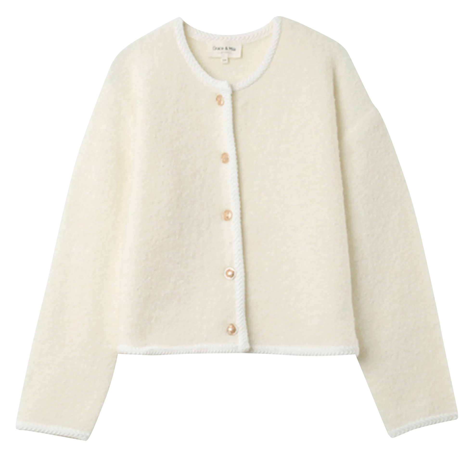  GRACE ET MILA   NARNIA - Cardigan scollo tondo dritto in maglia | Beige