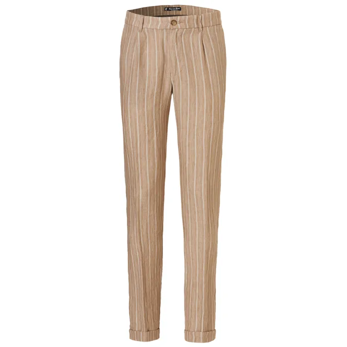 Henk ter Horst linnen fashion pantalon gestreept Beige