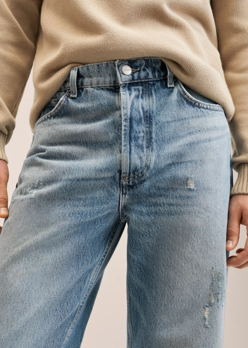 Jeans straight-fit strappi