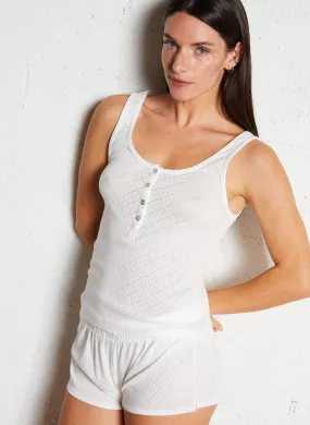  LA NOUVELLE   MARCELLINO - Canottiera loungewear in maglia a punto inglese | Bianco