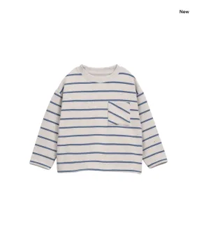 Maglia sabbia a righe blu per bambino