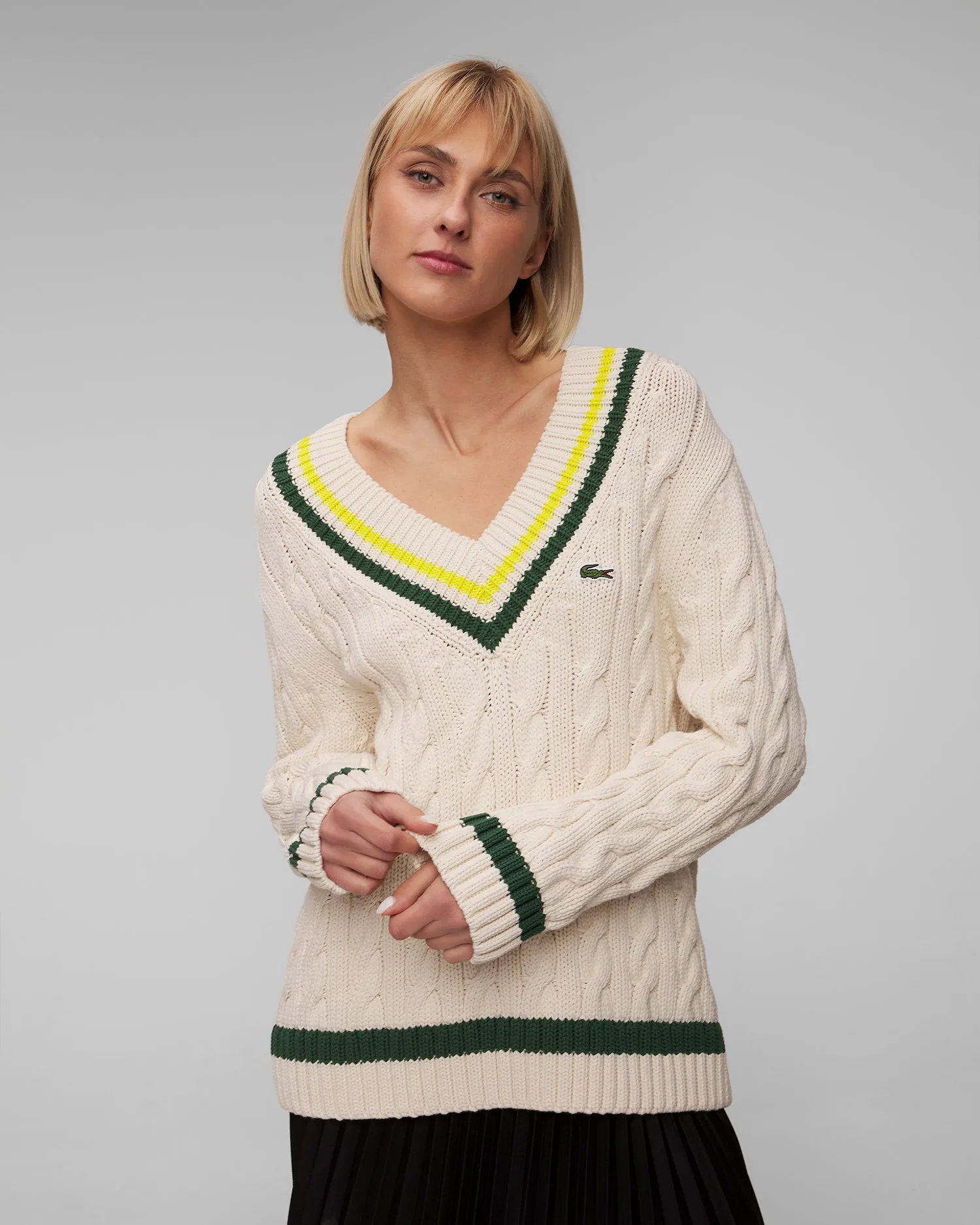 Maglione crema da donna Lacoste AF6942 af6942-ius