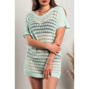 Mini abito in maglia con maniche corte, verde chiaro