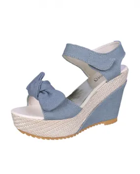 Nuovi sandali in denim di design Sandali da donna Zeppe di alta qualità Tacchi alti Scarpe con plateau a punta spessa Fondo spes