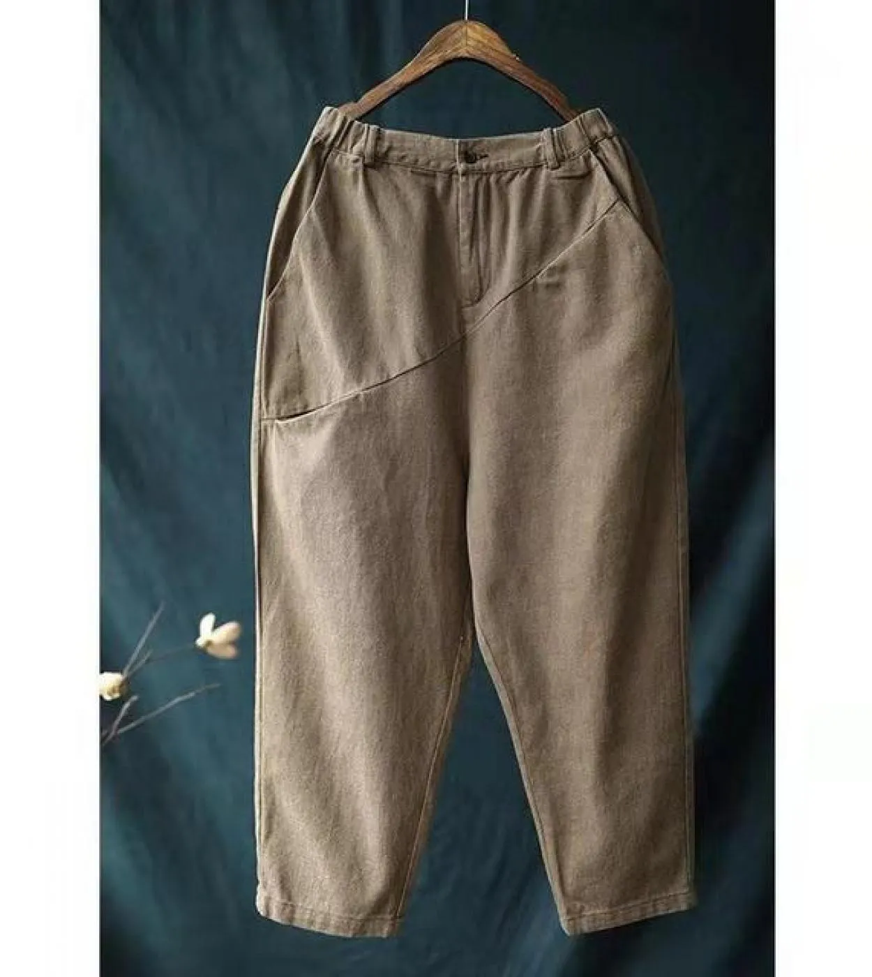 Nuovo arrivo estate arti stile donne allentate casual elastico in vita pantaloni alla caviglia in cotone lino patchwork pantalon