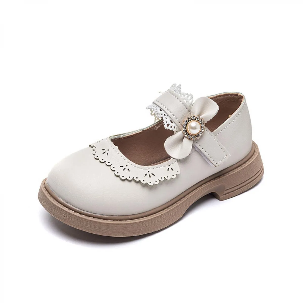 Opzioni migliori Papillon in pizzo Scarpe da sposa per bambina Scarpe eleganti per bambini con bordi floreali neri beige da sogn