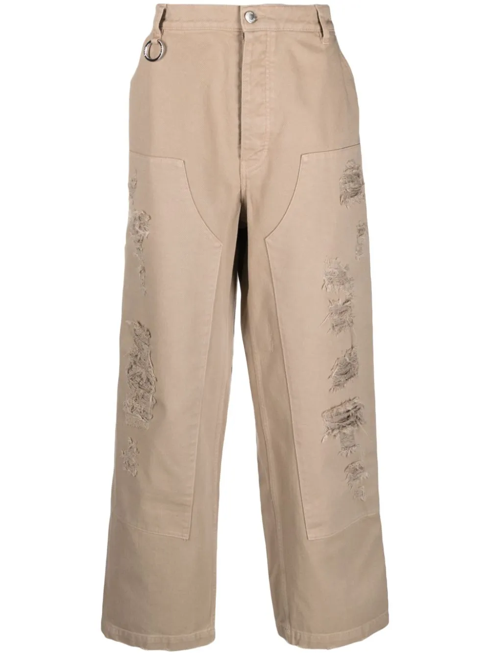 pantalone beige effetto detroyed