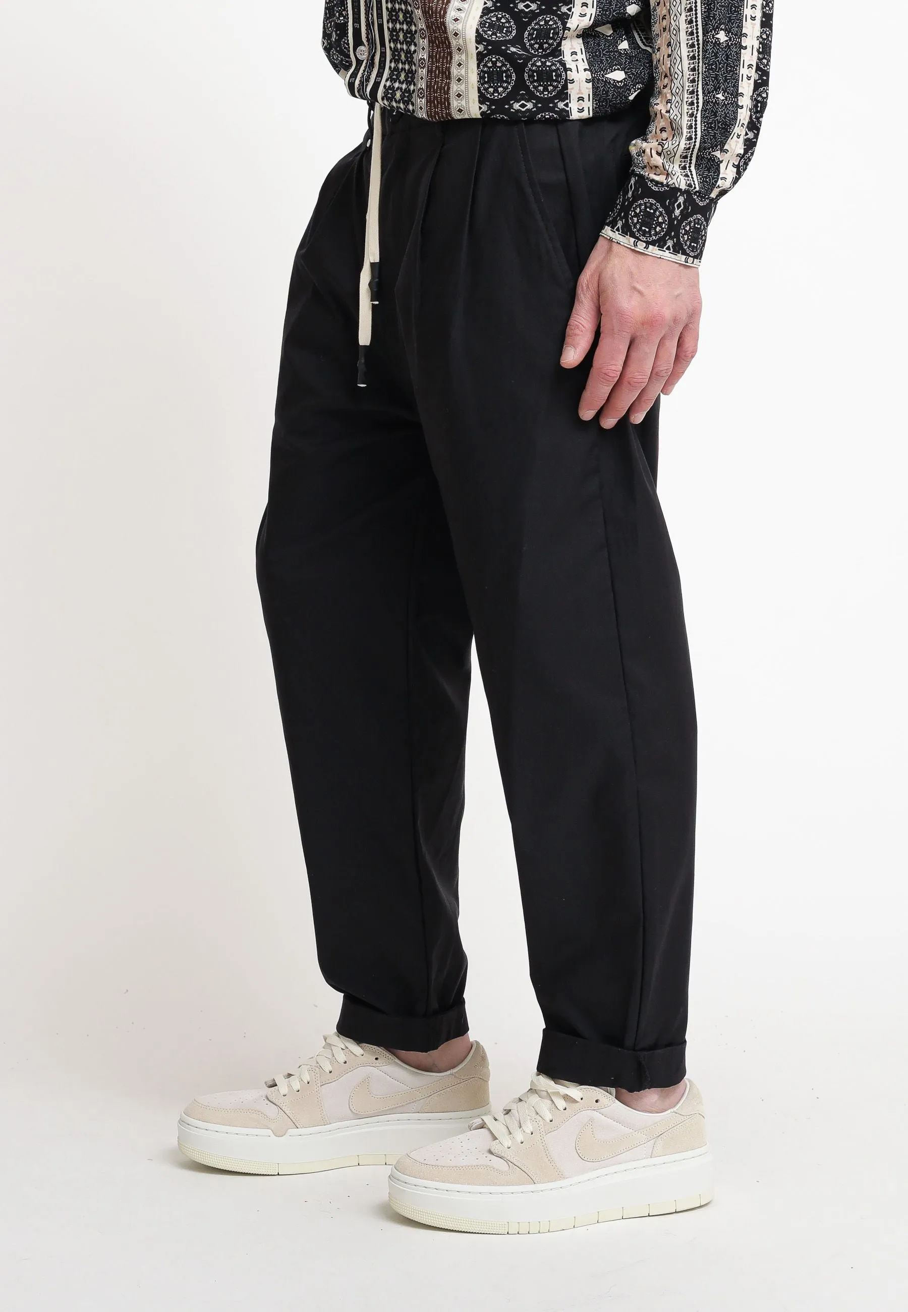 Pantalone Coulisse Cot Stretch Nero