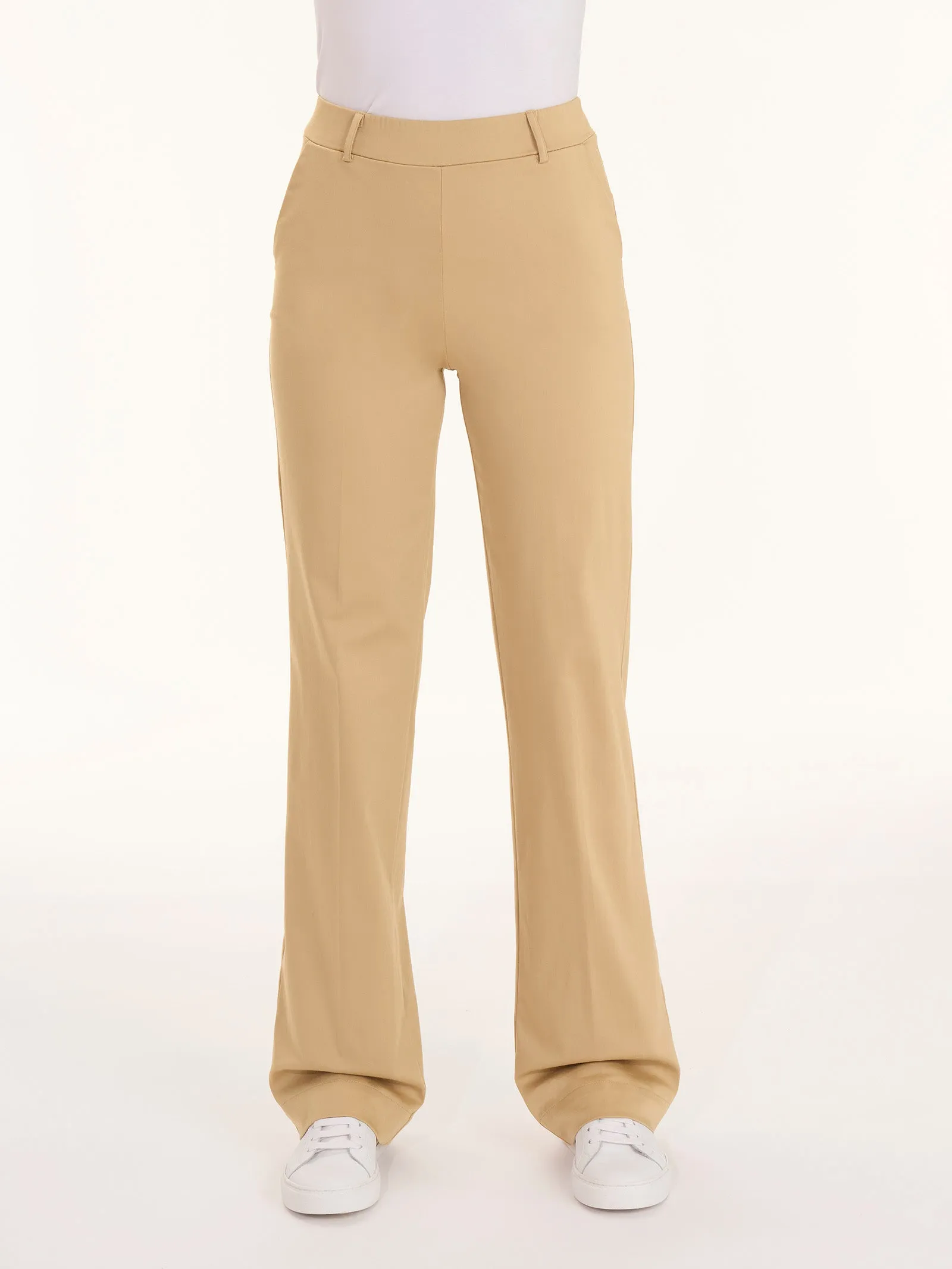 Pantalone dritto con tasche in Satin Power - Champignon