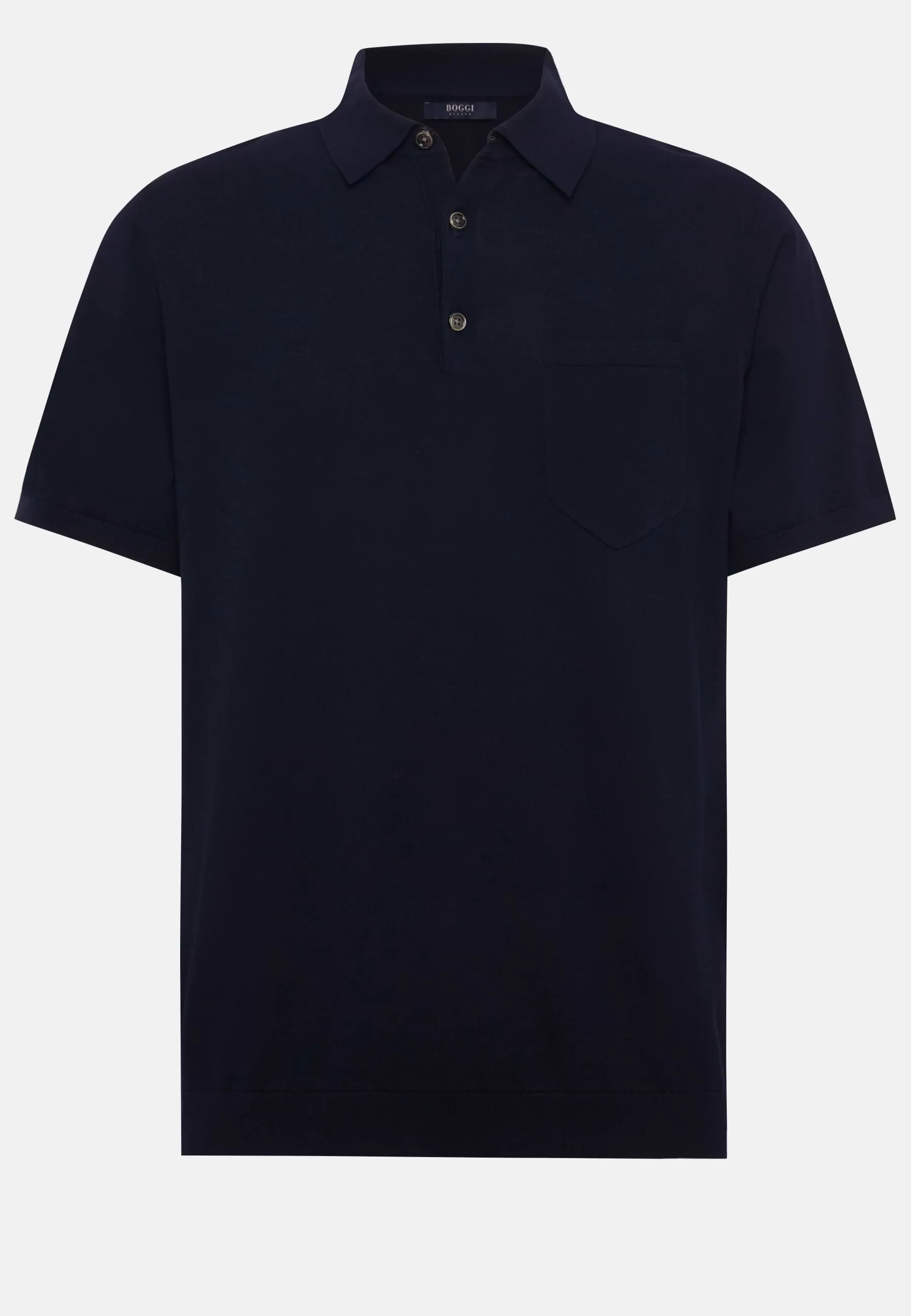 Polo Di Maglia Navy In Cotone Crêpe