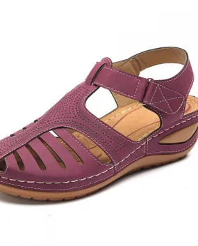 Sandali da donna vintage in pelle estiva con fibbia Scarpe da donna casual da cucire