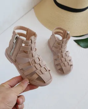 Scarpe romane da bambina sandali alti intrecciati rosa beige nero appartamenti casual