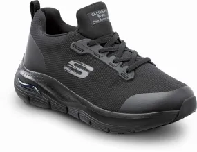 SKECHERS  Arch Fit Leslie, Women's, Black, Slip On Athletic Style, Alloy Toe, MaxTRAX Slip Resistant, Work Shoe