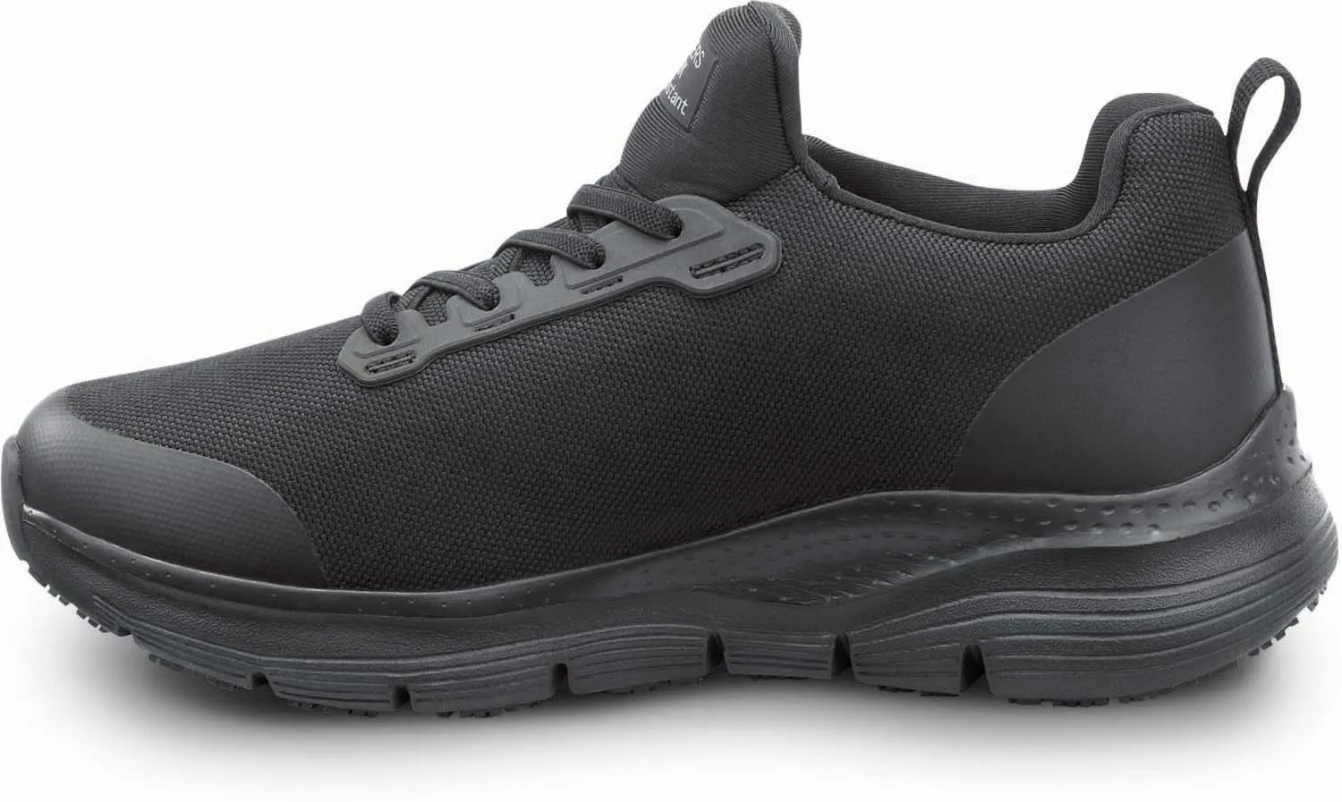 SKECHERS  Arch Fit Leslie, Women's, Black, Slip On Athletic Style, Alloy Toe, MaxTRAX Slip Resistant, Work Shoe