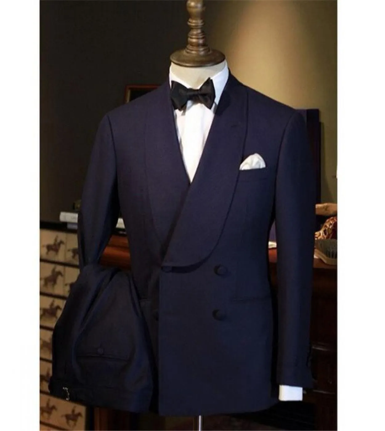 Smoking dello sposo da sposa blu navy classico per la fase del ballo di fine anno doppio petto abiti da uomo slim fit giacca gia