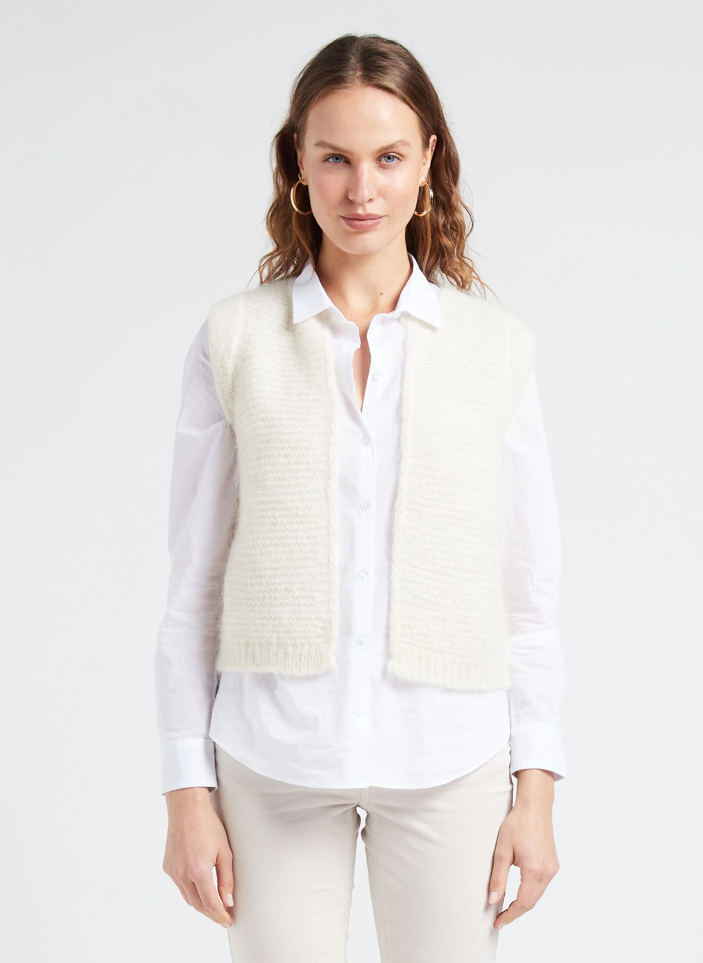  SUD EXPRESS   GOTANAX - Cardigan dritto in maglia con scollo tondo | Bianco