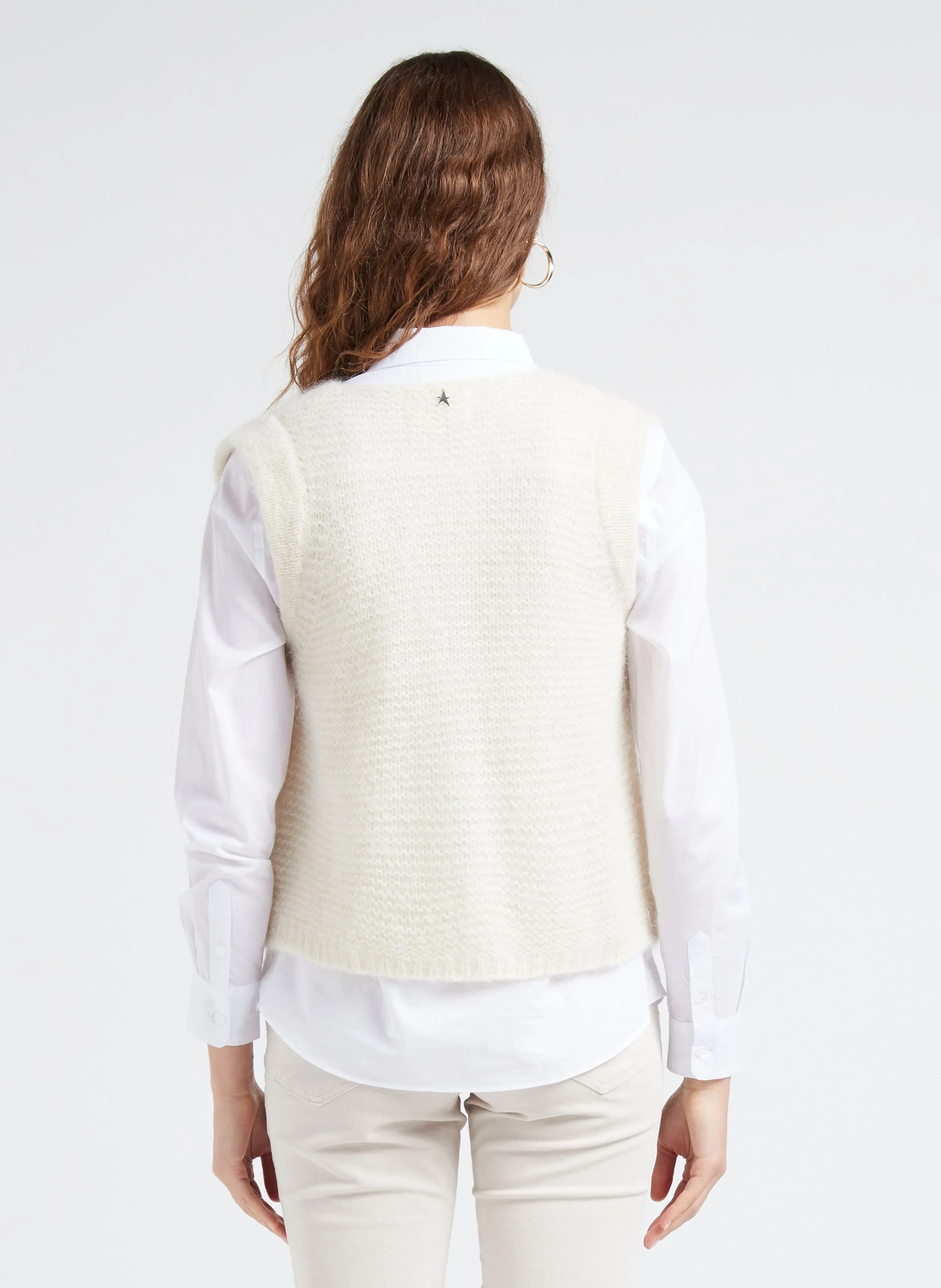  SUD EXPRESS   GOTANAX - Cardigan dritto in maglia con scollo tondo | Bianco