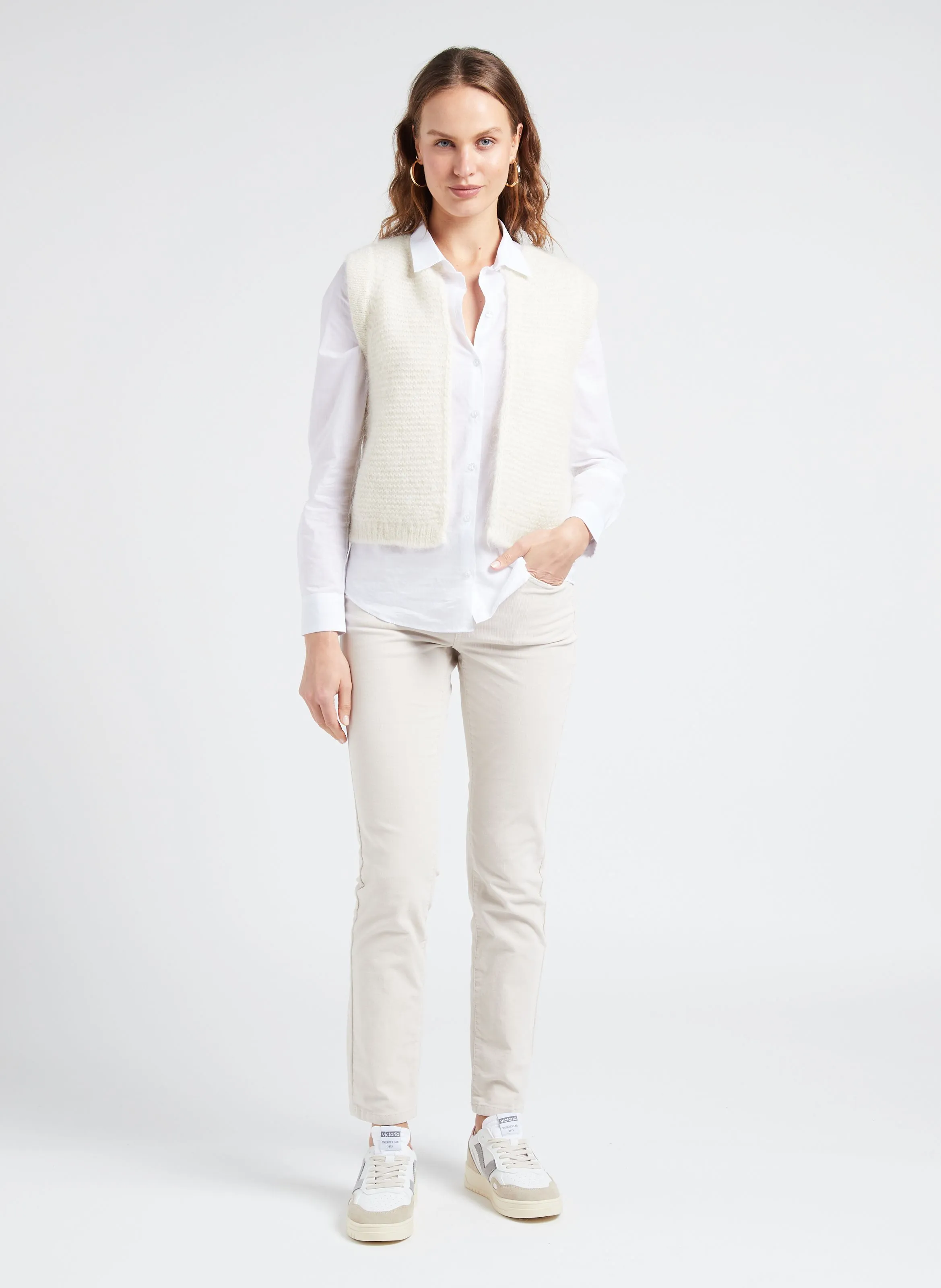  SUD EXPRESS   GOTANAX - Cardigan dritto in maglia con scollo tondo | Bianco