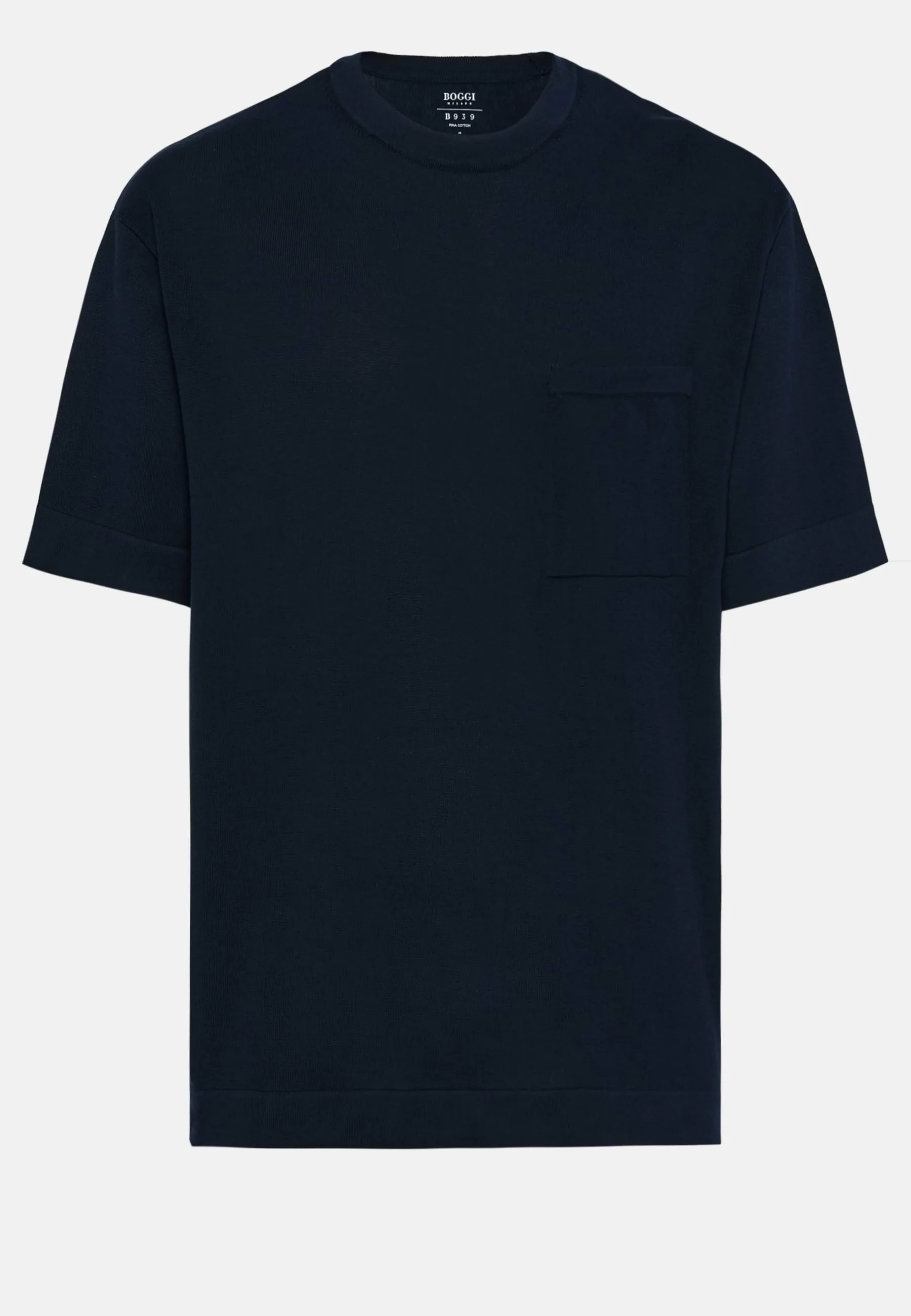 T-Shirt Di Maglia Navy In Cotone Pima