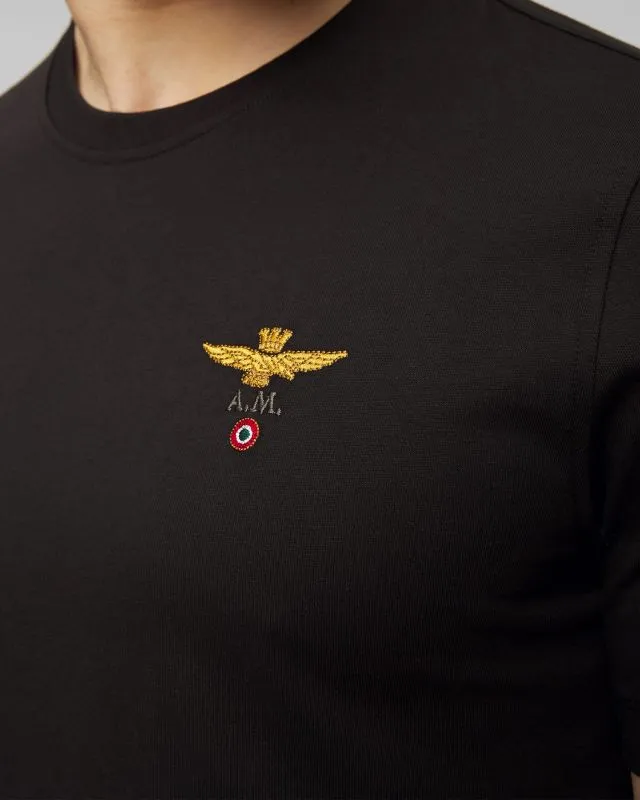 T-shirt nera da uomo Aeronautica Militare