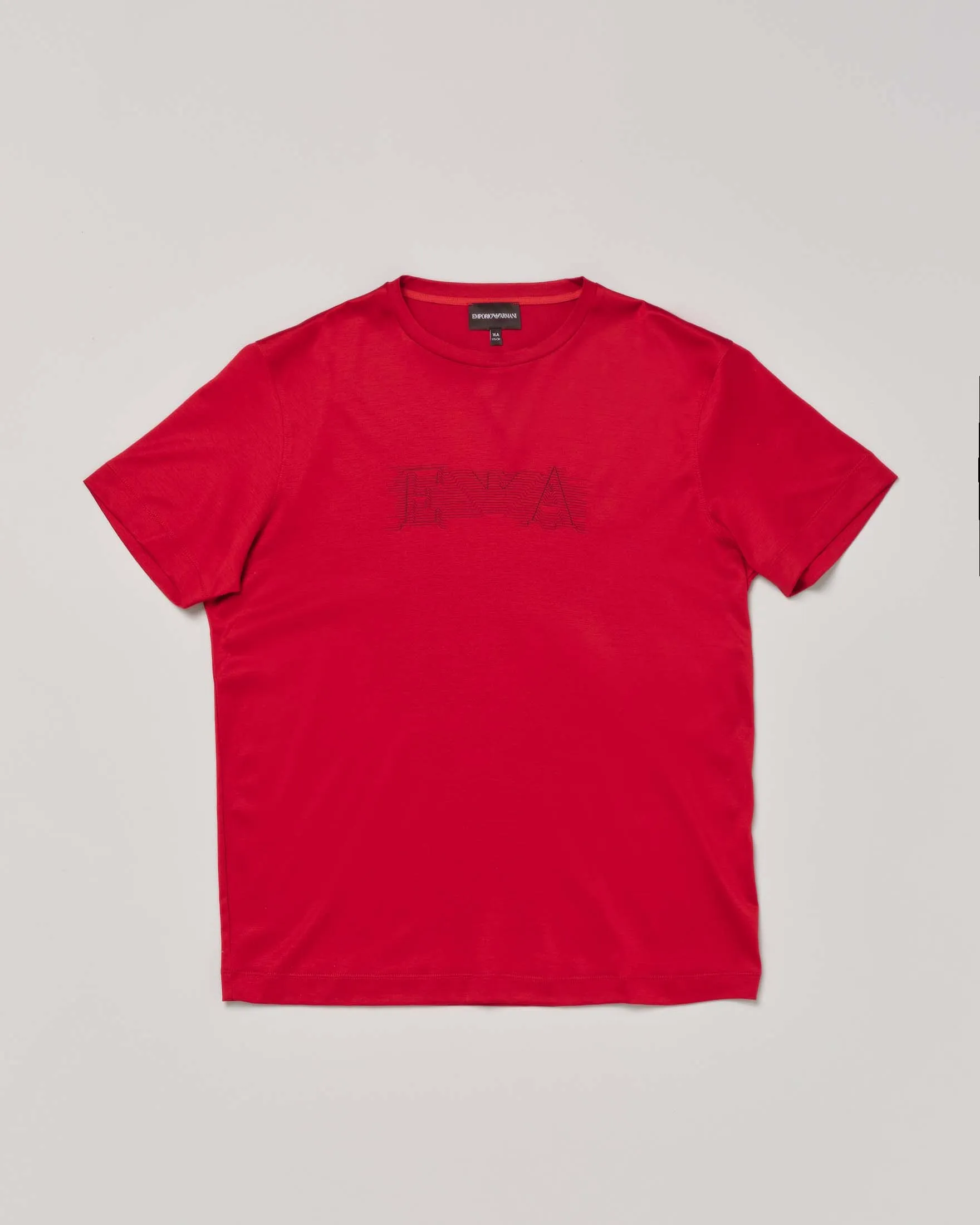 T-shirt rossa in cotone con stampa logo grafico in contrasto 10-16 anni