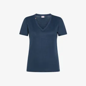 T-SHIRT V NECK LINEN S/S NAVY BLUE